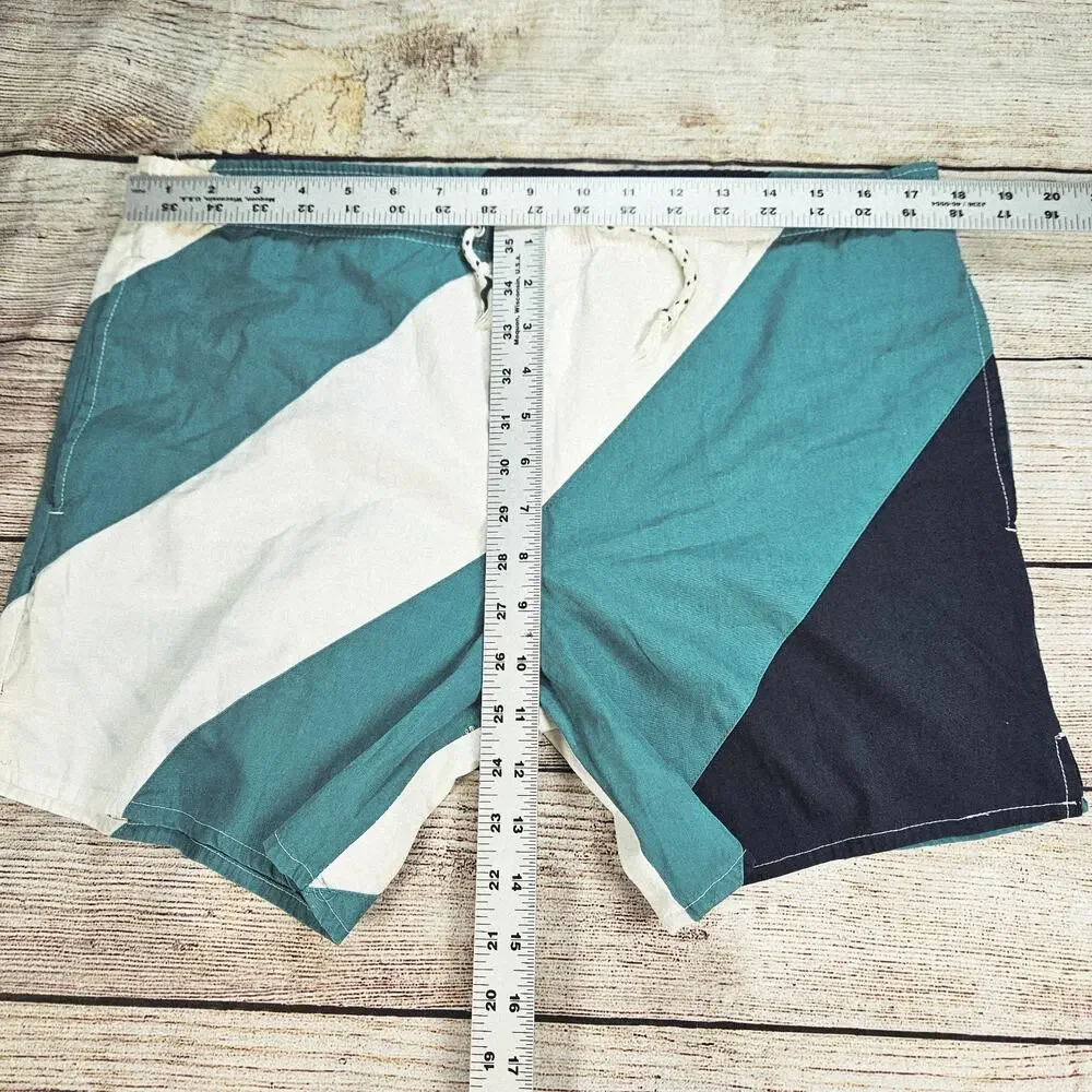 Freestyle Vintage Swim Shorts Stripe Multicolor Colorblock Men's Size Large